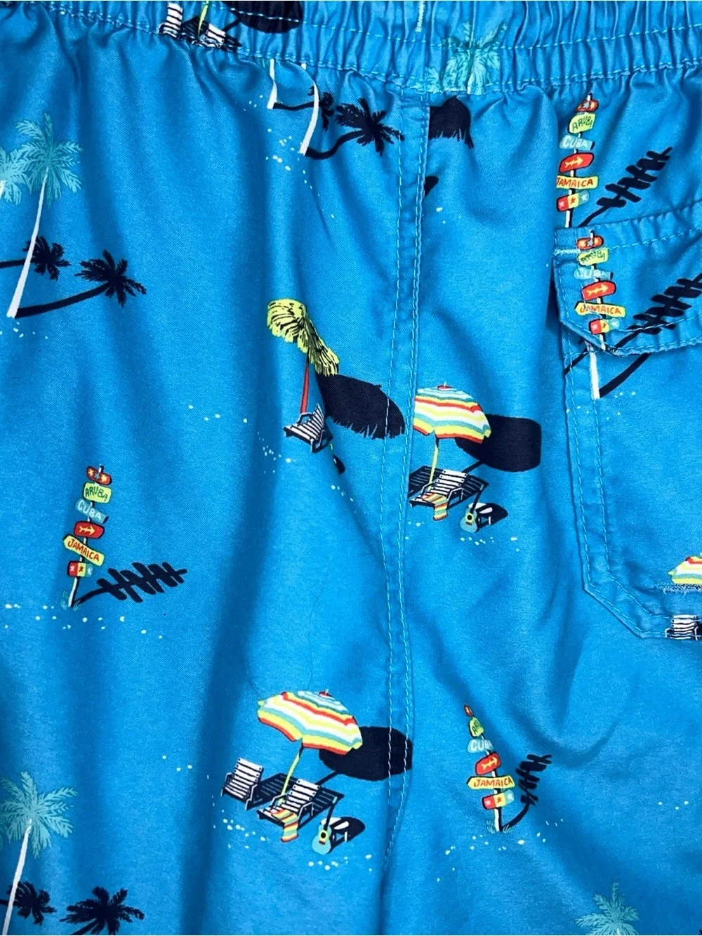 Medium Goodfellow Swim Shorts Blue Tropical Print Colorful Lined Mesh